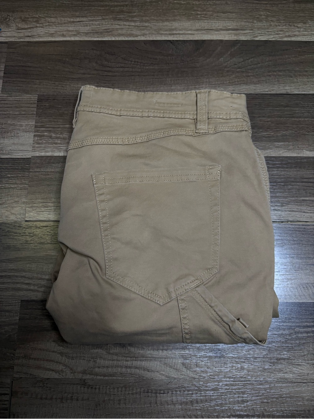 Weatherproof Beige Cotton Spandex Men's Straight Leg Flat Front Casual Pants 34